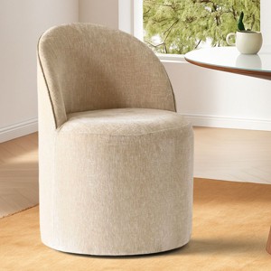 Rolling Barrel Dining Chair, Modern Armless Upholstered Accent Chair with Casters for Kitchen, Home Office, or Dining Room-Maison Boucle - 1 of 4
