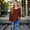 Anna-Kaci Women's Striped Boatneck Sweater with Relaxed Fit - Large, Brown - 2 of 3