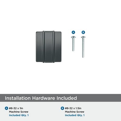 Matte Black Rectangular Modern Cabinet Knob with Mounting Hardware