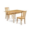 East West Furniture 3 Pc Kitchen Table set - Robust Two 9-Inch Drop Down Leaves Solid Wood Dinette Table & 2 Wooden Seat Dining Chairs,  White - 2 of 4