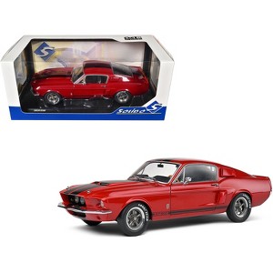 1967 Shelby GT500 Burgundy Red with Black Stripes 1/18 Diecast Model Car by Solido - 1 of 4