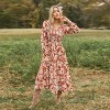 Women's Burnt Orange Terracotta Floral Puff Sleeve Midi Dress - Cupshe - 3 of 4