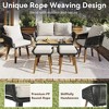 CAVINAS 6 Piece Outdoor Dining Table Set, Rope Out Door Table and Chairs with Acacia Wood Cool Bar Table and Ice Bucket for Backyard - 3 of 4