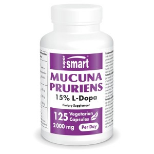 SuperSmart Mucuna Pruriens 2000mg per Day (Well-Tolerated) - Natural 15% L-Dopa Extract Supplement | Vegan & Gluten-Free - 125 Vegetarian Capsules - 1 of 1