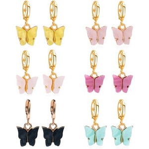 6 Pairs Colorful Butterfly Drop Earrings for Women - 1 of 4