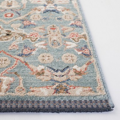 Elysian Blue Oriental Square Rug - Hand-knotted Cotton & Synthetic Blend