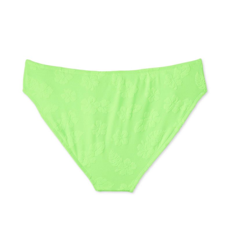 Women's Terry Textured High Leg Cheeky Bikini Bottom - Wild Fable™ Green, 6 of 7