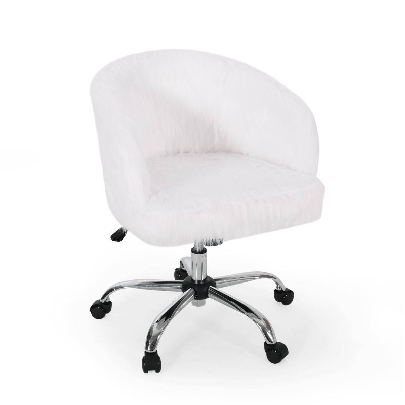 Syosset Modern Glam Swivel Office Chair White/Silver - Christopher Knight Home, 4 of 13