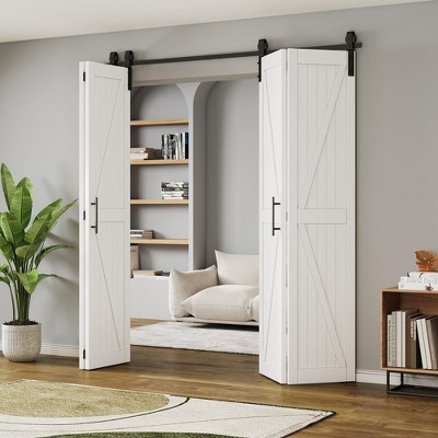 Solid Core White Finished Pine Wood Bi-fold Door with Hardware