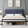 Full Bed Frame with Velvet Headboard - Plush Comfort, Robust Metal Support, Silent Sleep, No Box Spring Needed, Effortless Setup - 2 of 4