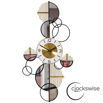 Clockswise Big half-moon Wall Clock, Decorative Unique Metal 32.75” Oversize Timepiece – Mounted vertical or horizontal – Hanging Supplies Included