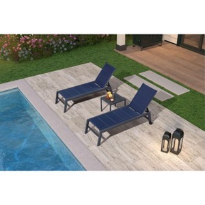 PURPLE LEAF Patio Chaise Lounge Set 2 Pieces Textilene Pool Lounge Chairs with Wheels Sunbathing Chair for Outdoor, Beach, Yard, Side Table Included - 1 of 4