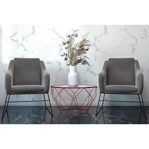LeisureMod Malibu 23" Octagon End Table with Glass Top - 1 of 4