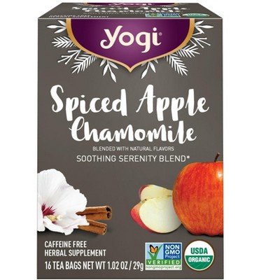 Yogi Tea Spiced Apple Chamomile - Organic Tea - Relaxation Blend - Caffeine-Free - Includes Ginger, Licorice & More - 16 Tea Bags Per Pack (4 Packs)