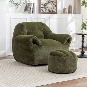 Sapphtopaz Bean Bag Chair with Back Support, Faux Fur Comfy Sofa with Foam Fill, Bean Bag for Adults and Kids, Couches for Living Room - 1 of 4