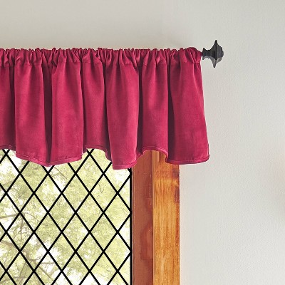 Pomegranate Velvet Scalloped Rod Pocket Valance 50" W x 18" L