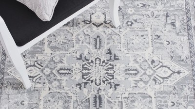 Alhambra 4' x 6' Cream and Grey Synthetic Area Rug