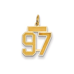 Black Bow Jewelry 14k Yellow Gold, Jersey Collection, Small Number 97 Pendant - 1 of 2