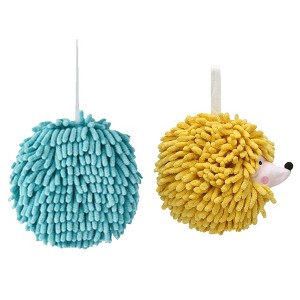 REGALWOVEN 2 Pcs Comfortable Soft Absorbent Chenille Ball Fuzzy Hand Towel for Home Decor - 1 of 4