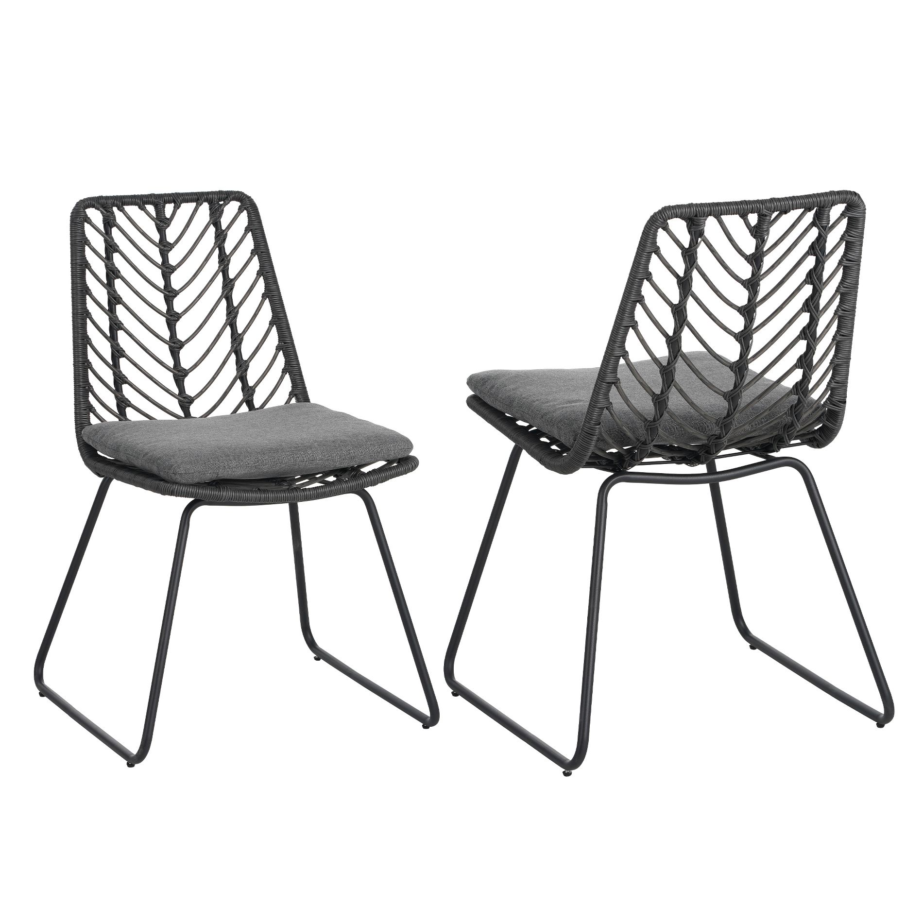 Dexmalle 2PCS Elegant Gray Patio Chair with Unique Back Frame and Thick Cusion