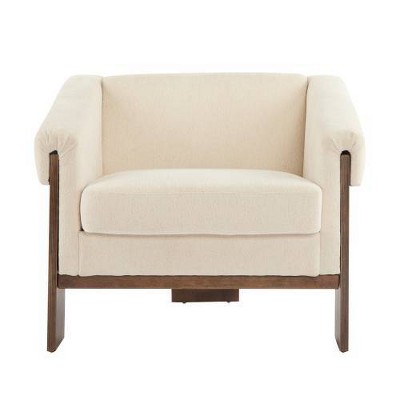 Christopher Knight Home Jackson Mid-Century Modern Wooden Upholstered Accent Chair Beige