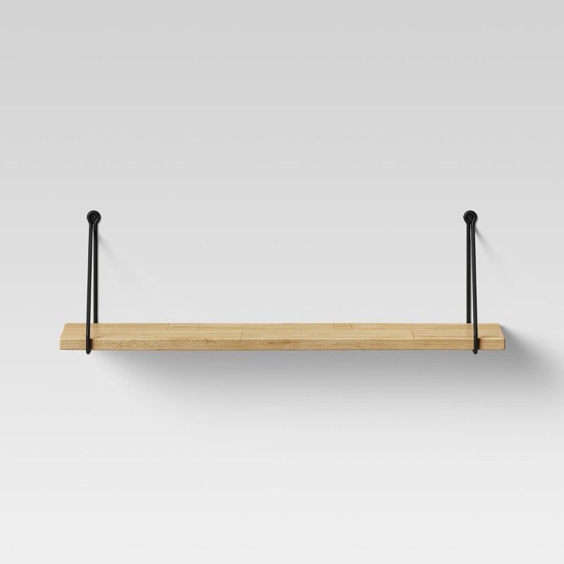 24&#34; x 6&#34; Wood Wall Shelf with Hanging Wire Matte Black - Threshold&#8482;, 3 of 4