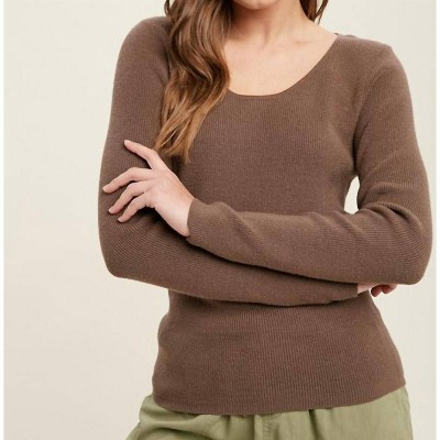 Women's Reagan Ribbed Open Back Sweater - WISHLIST