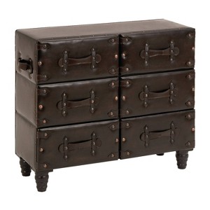 Traditional 6 Drawer Faux Leather Chest Black - Olivia & May: No Assembly, Divided Storage - 1 of 4