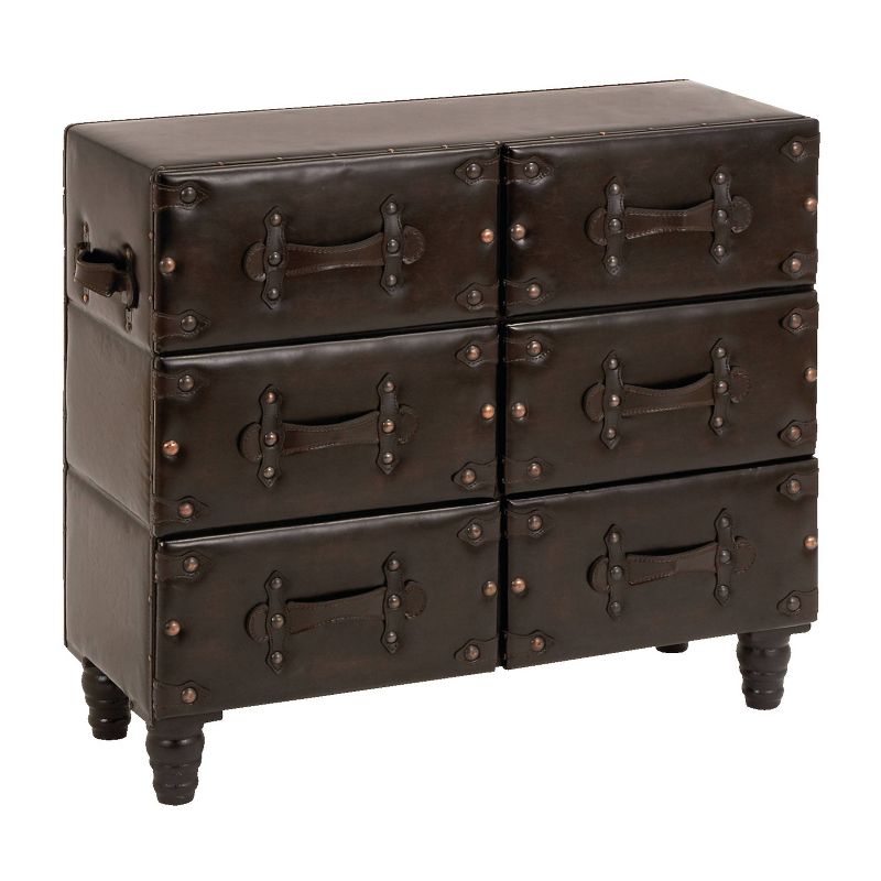 Traditional 6 Drawer Faux Leather Chest Black - Olivia &#38; May, 3 of 31
