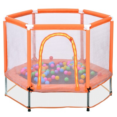 VisioGear 55" Toddlers Trampoline with Safety Enclosure Net and Balls, Indoor Outdoor Mini Trampoline for Kids, Blue, 55"*55"*43"