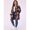 Agnes Orinda Women's Plus Size Lightweight Open Front Knit Floral Cardigans - 3 of 4