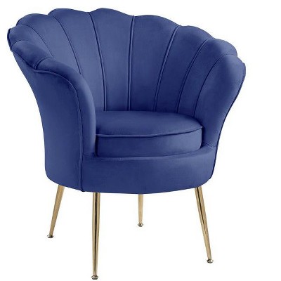 NicBex Velvet Accent Chair,Upholstered Living Room Chairs with Scalloped Backrest and Metal Legs,Modern Armchair,Accent Chairs for Living Room