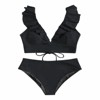 Bikini Set for Women V Neck High Waist Sporty Swimsuits Ruffled V Neck Split Swimsuit Summer Beach Sets - 2 of 3