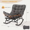 Oversized Outdoor Rocking Chair with Foldable Footrest and Cushion, Modern Patio Papasan Lounge Chair for Garden, Porch,Balcony - 3 of 4