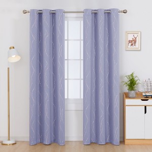 Deconovo Gold Wave Line and Dots Curtain Panel Pair(2 Panel) - 1 of 4