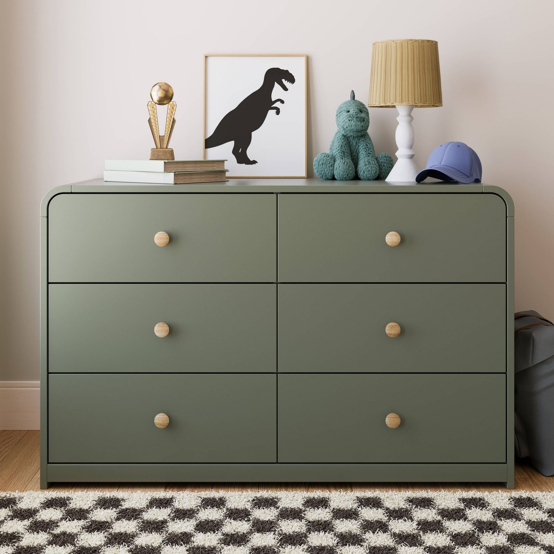 Storkcraft Santos 6-Drawer Double Dresser  - Olive