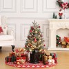 Homhougo 3FT Snow Flocked Mini Christmas Tree with Red Berries and Arc Brown Base, Great for Office or Porch Decor - 2 of 4