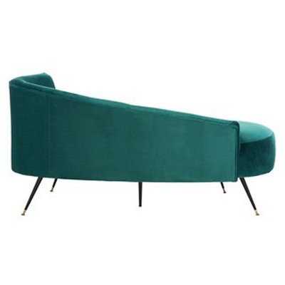 Evangeline 58'' Emerald Velvet and Black Metal Modern Settee