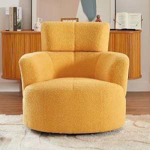 Okak 360° Swivel Barrel Chair,Plush Arm Accent Chair with Adjustable Headrest,Comfy Living Room Chairs for Office,Bedroom - 1 of 4
