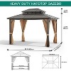 Hardtop Gazebo with Double Polycarbonate Roof – Aluminum Frame, UV Protection & Mesh Curtains for Patio, Garden, Backyard - 3 of 4
