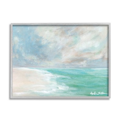 Stupell Industries Peaceful Beach Foam Shore Scenery Framed Giclee Art