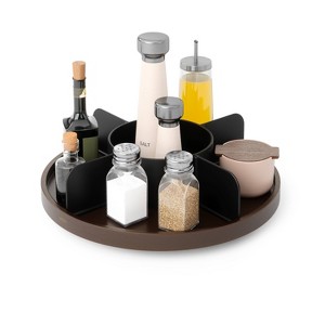 Umbra Bellwood Lazy Susan Divided Black/Walnut - 1 of 4