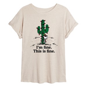 Women's - Peanuts - Im Fine Spike Oversized Graphic T-Shirt - 1 of 4