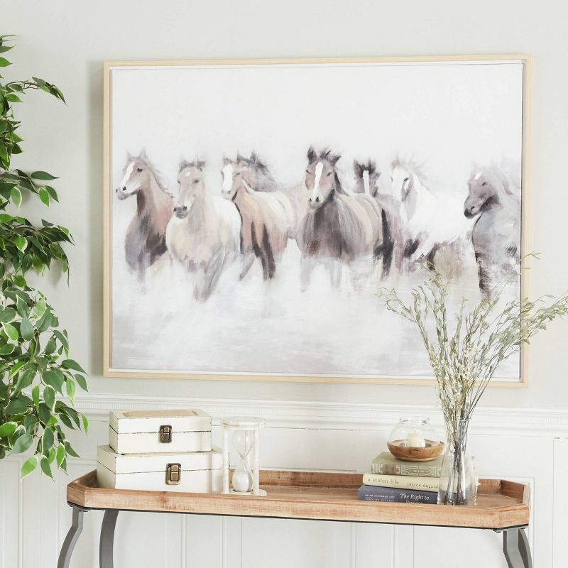Canvas Horse Handmade Framed Wall Art with Brown Frame Gray - Olivia &#38; May, 2 of 7