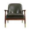 29.2" Cognac Faux Leather Mid-Century Accent Chair with Brass-Tipped Legs - 3 of 4