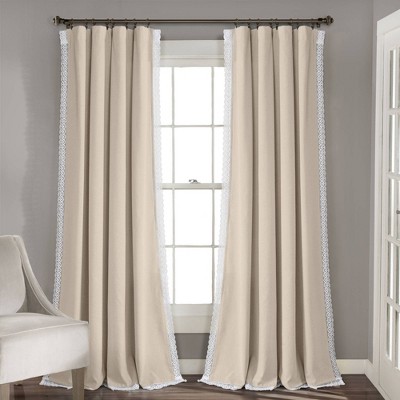 Set of 2 (84"x54") Rosalie Window Curtain Panels Beige - Lush Décor