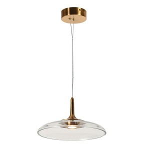 LNC Heronsbill 1-Lights 12.2" Modern Dome Integrated LED Pendant Lightss, Polished Gold with Clear Glass - 1 of 4