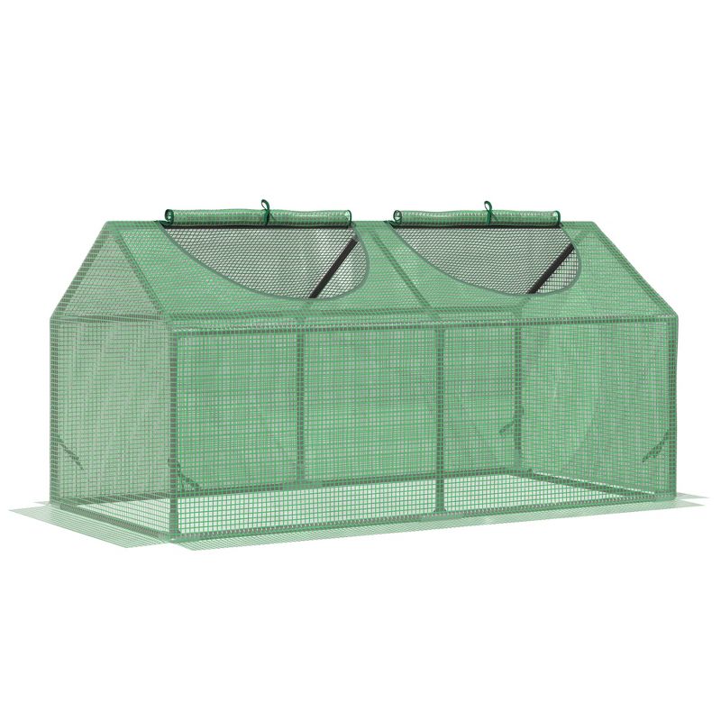 Outsunny 4' x 2' x 2' Outdoor Portable Mini Greenhouse, Small Greenhouse with Cover, Roll-up Zippered Windows for Indoor, Outdoor Garden, 1 of 7