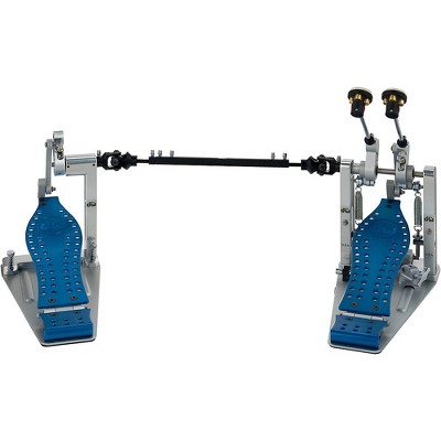 DW Colorboard Machined Direct Drive Double Bass Drum Pedal with Blue Footboard