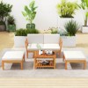 Costway 5 PCS Acacia Wood Patio Chaise Lounge Chair Set with 2-Tier Coffee Table Cushions - 4 of 4
